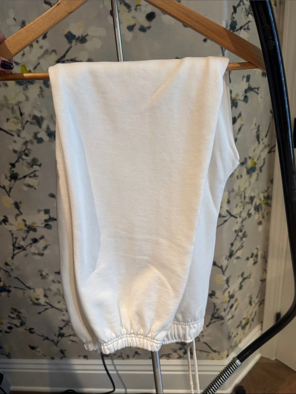 Alo White Cozy Hoodie with matching sweatpants.